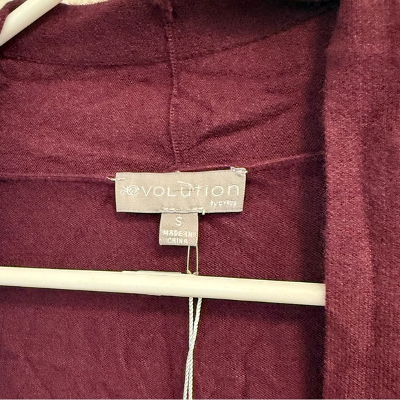NWT Evolution Stitchfix Open Cardigan 3/4 Button Sleeve Maroon Burgundy size S - Picture 4 of 4